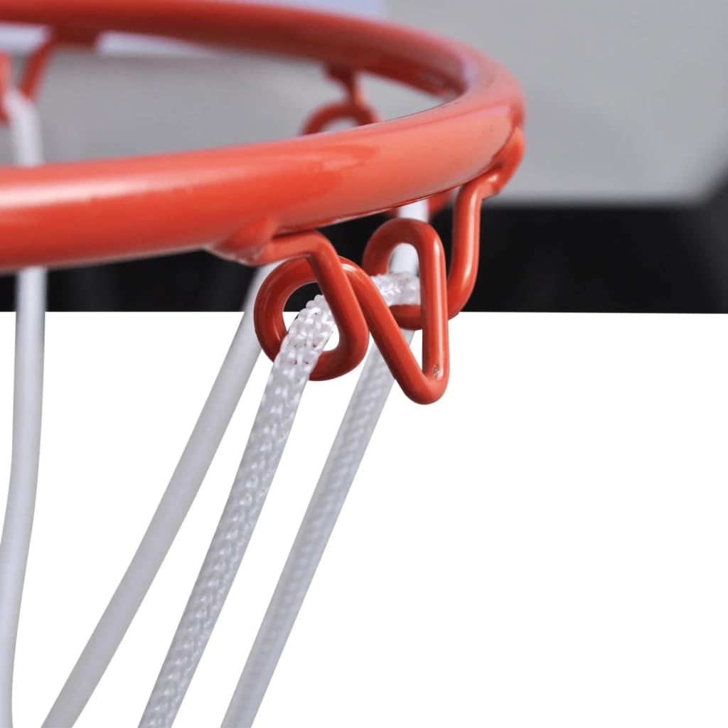 Innendørs basketballsett med kurv, ball og pumpe