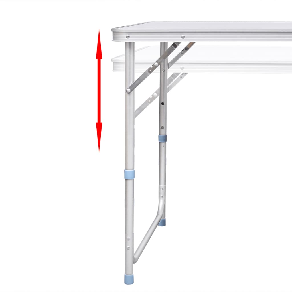 Sammenleggbart campingbord høydejusterbar aluminium 120x60 cm