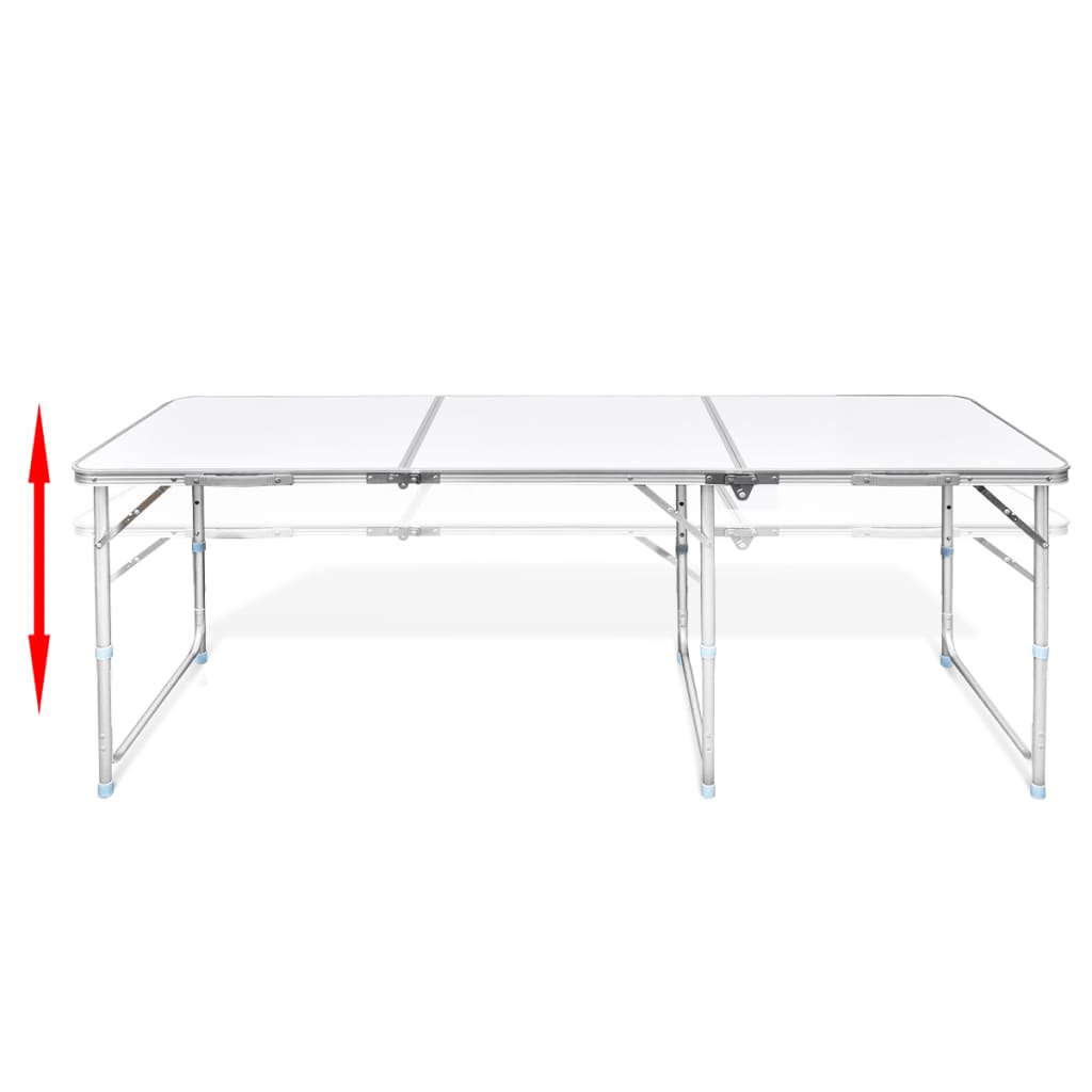 Sammenleggbart campingbord høydejusterbar aluminium 180 x 60 cm