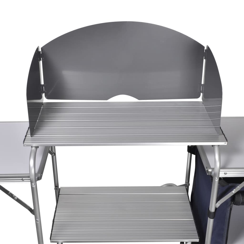 Sammenleggbart campingkjøkken med vindskjerm i aluminium
