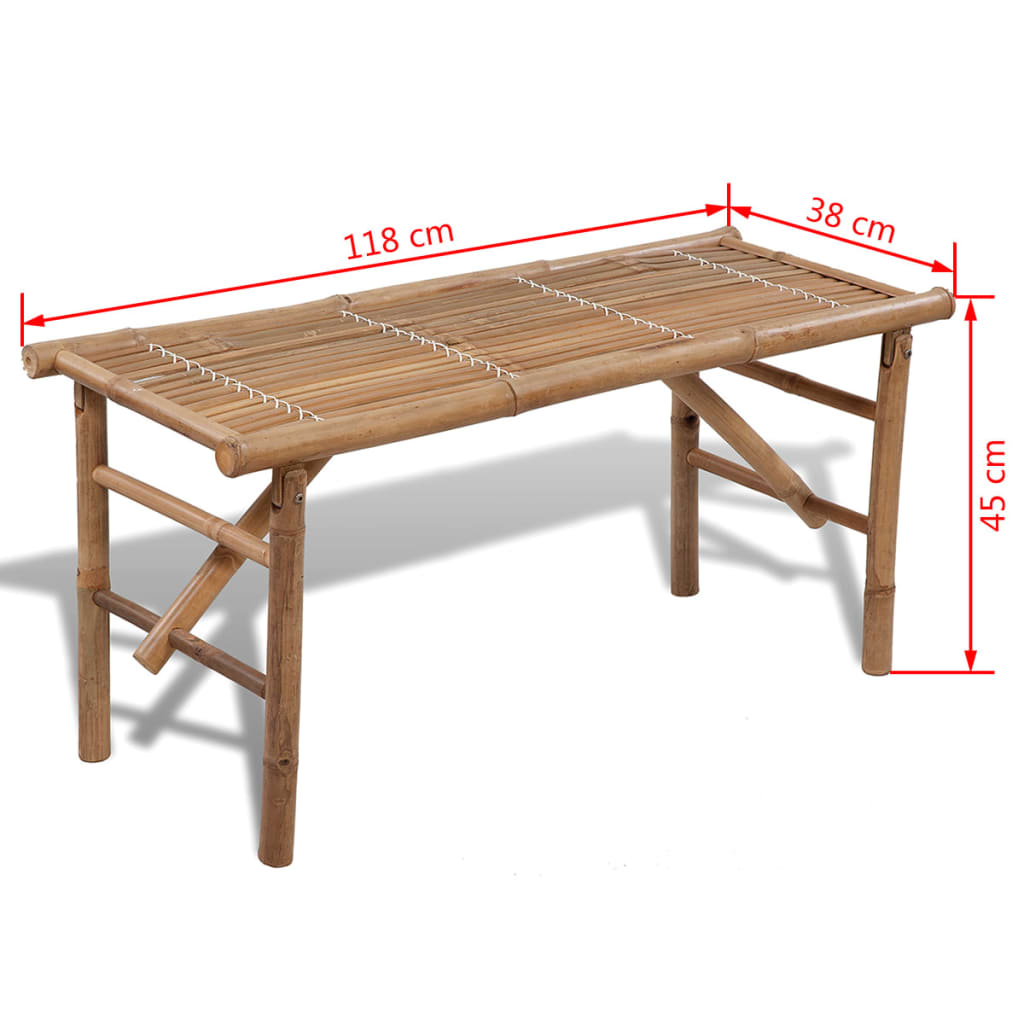 Sammenleggbar hagebenk 118 cm bambus
