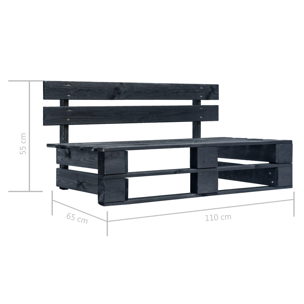 Pallebenk for hage tre svart