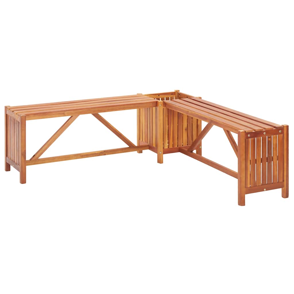 Hagehjørnebenk med plantekasse 117x117x40 cm heltre akasie