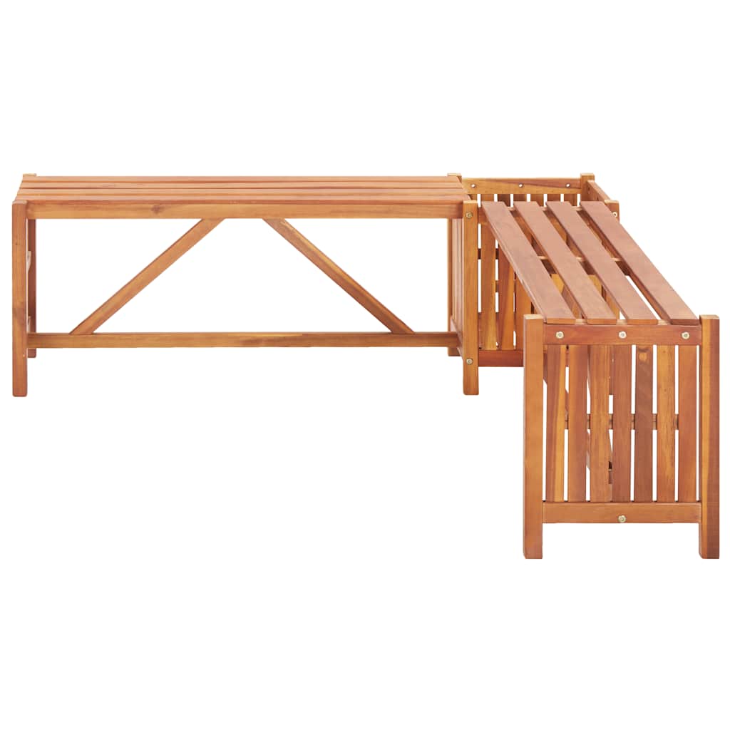 Hagehjørnebenk med plantekasse 117x117x40 cm heltre akasie
