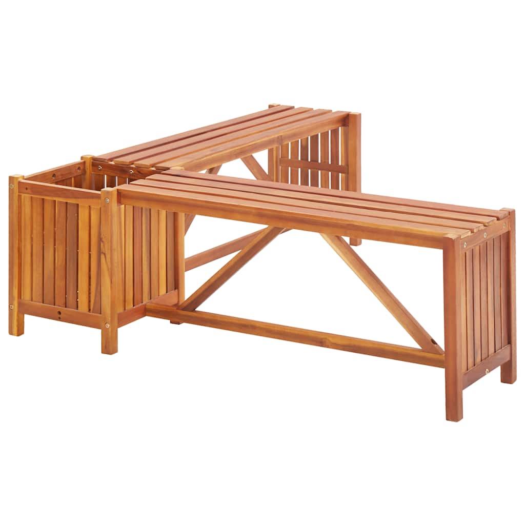 Hagehjørnebenk med plantekasse 117x117x40 cm heltre akasie