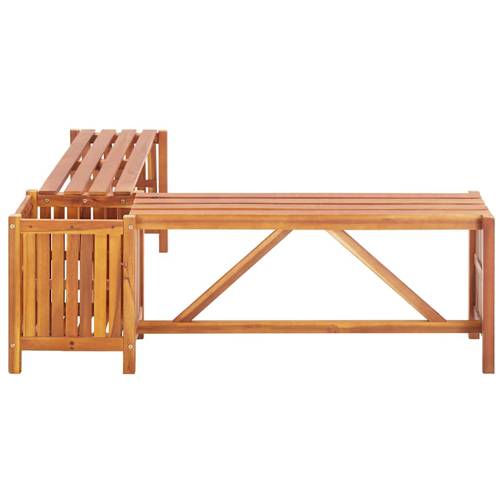 Hagehjørnebenk med plantekasse 117x117x40 cm heltre akasie