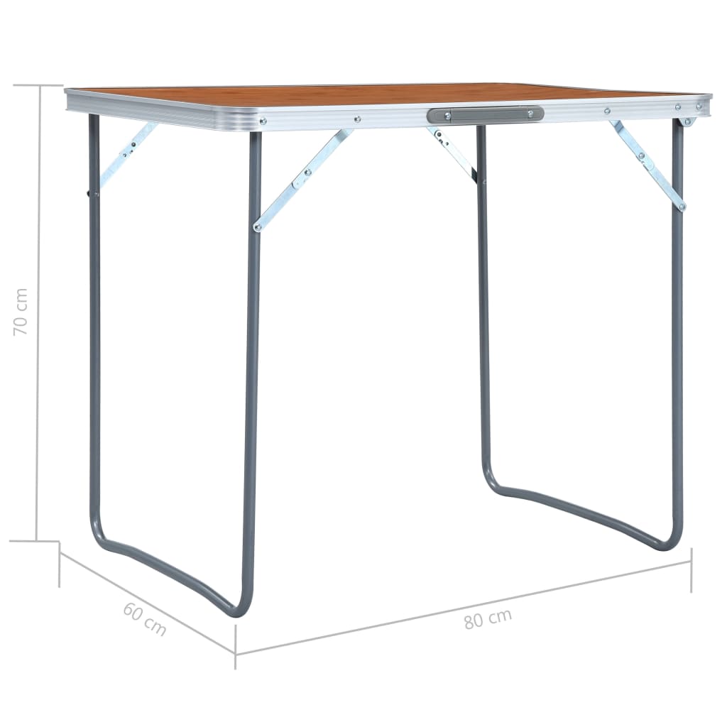 Sammenleggbart campingbord med metallramme 80x60 cm