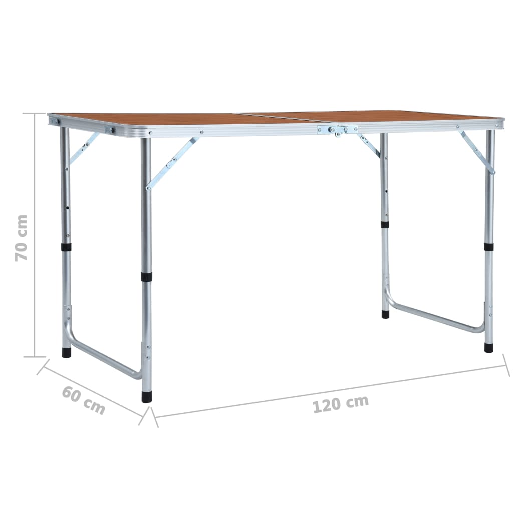 Sammenleggbart campingbord aluminium 120x60 cm