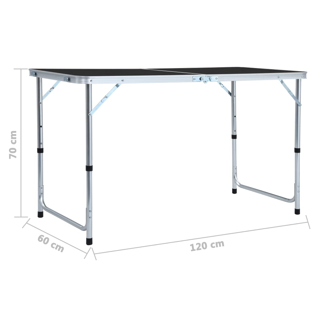 Sammenleggbart campingbord grå aluminium 120x60 cm