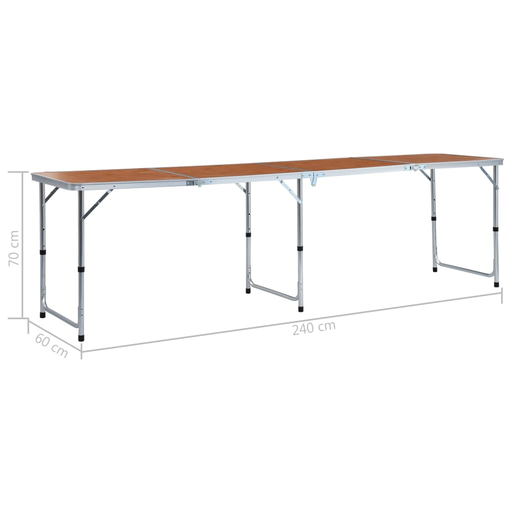 Sammenleggbart campingbord aluminium 240x60 cm