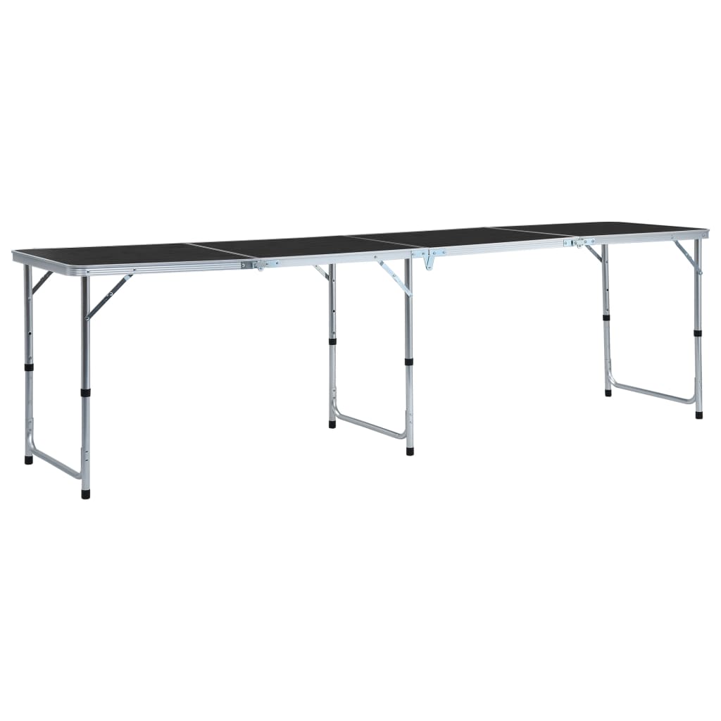 Sammenleggbart campingbord grå aluminium 240x60 cm