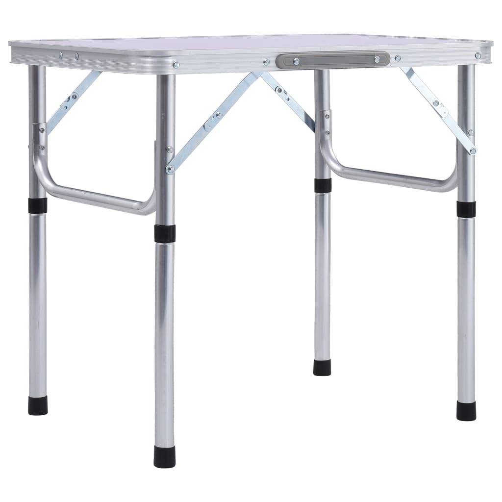 Sammenleggbart campingbord hvit aluminium 60x45 cm