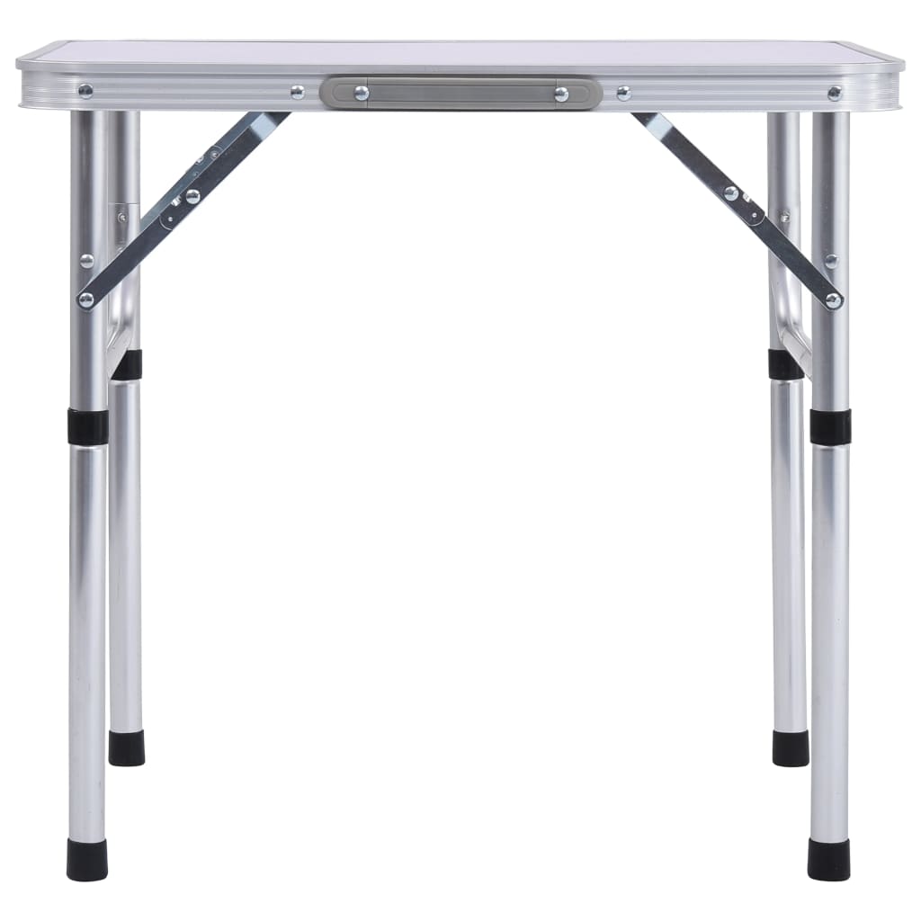 Sammenleggbart campingbord hvit aluminium 60x45 cm