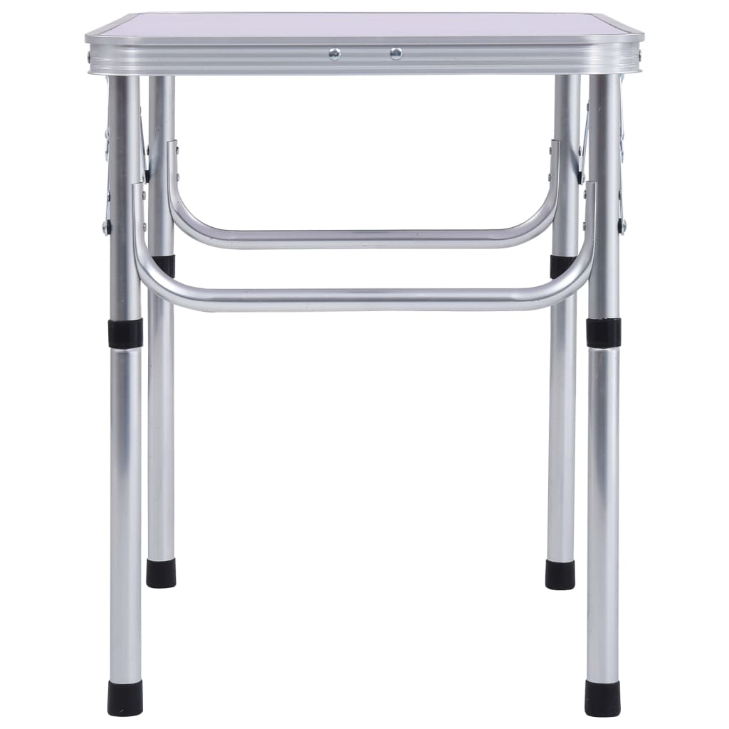 Sammenleggbart campingbord hvit aluminium 60x45 cm