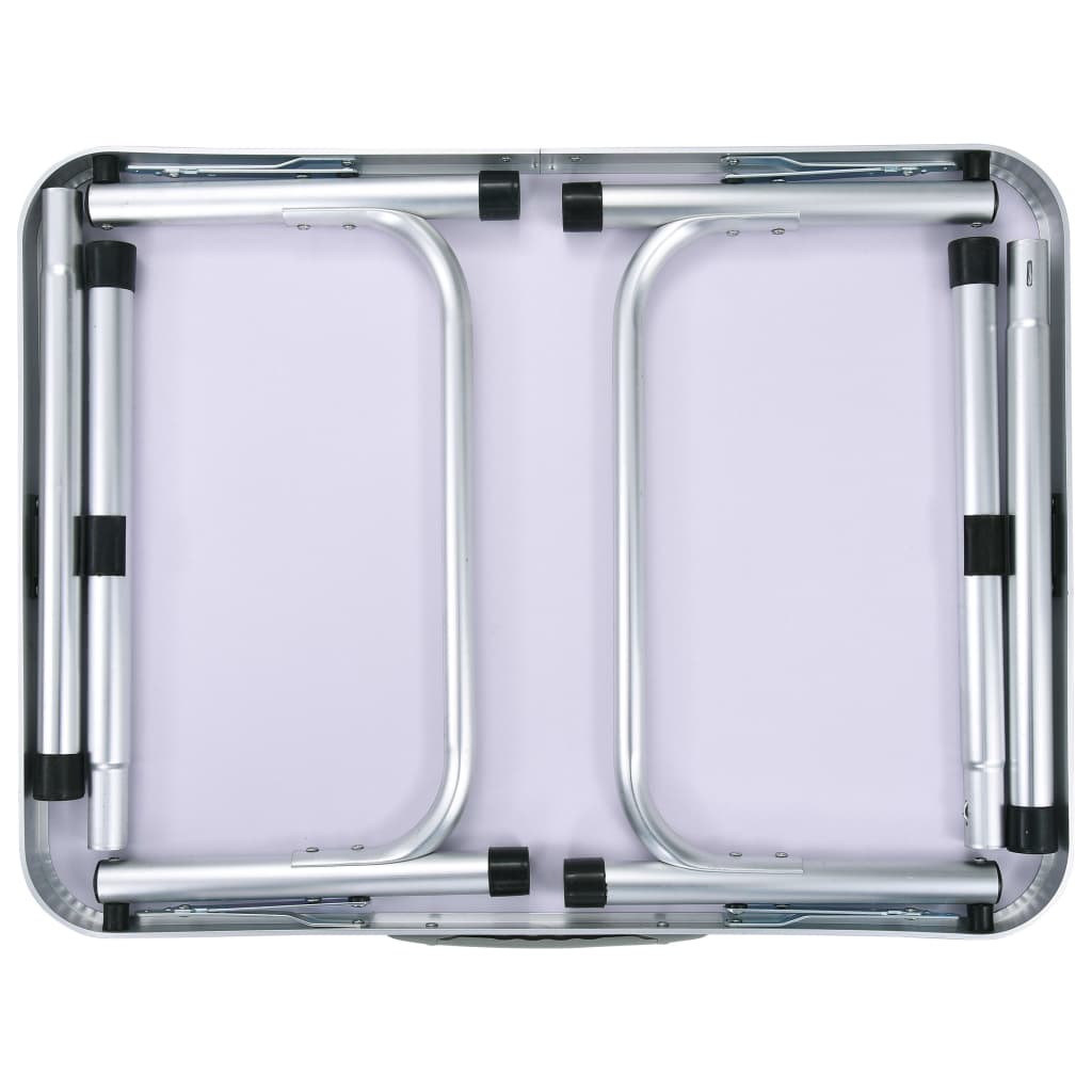 Sammenleggbart campingbord hvit aluminium 60x45 cm