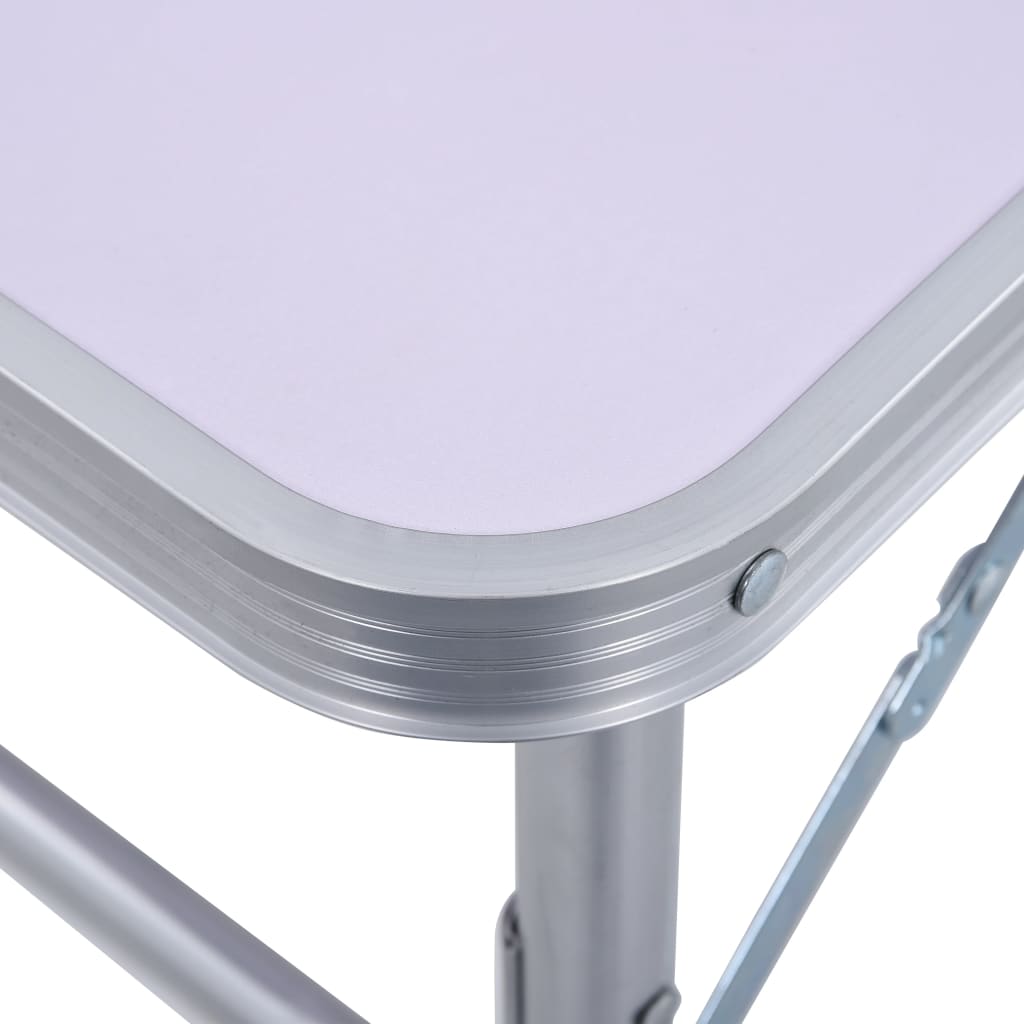 Sammenleggbart campingbord hvit aluminium 60x45 cm