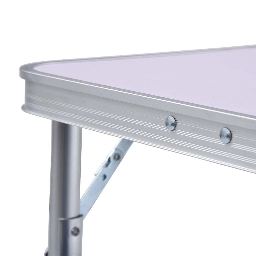 Sammenleggbart campingbord hvit aluminium 60x45 cm