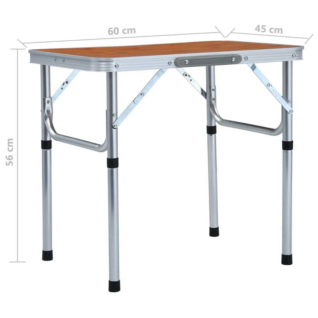 Sammenleggbart campingbord aluminium 60x45 cm