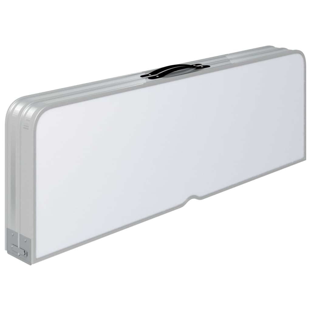Sammenleggbart campingbord med 2 benker aluminium hvit