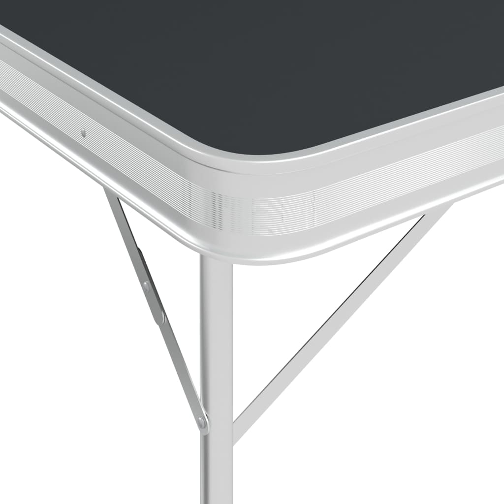 Sammenleggbart campingbord med 2 benker aluminium grå