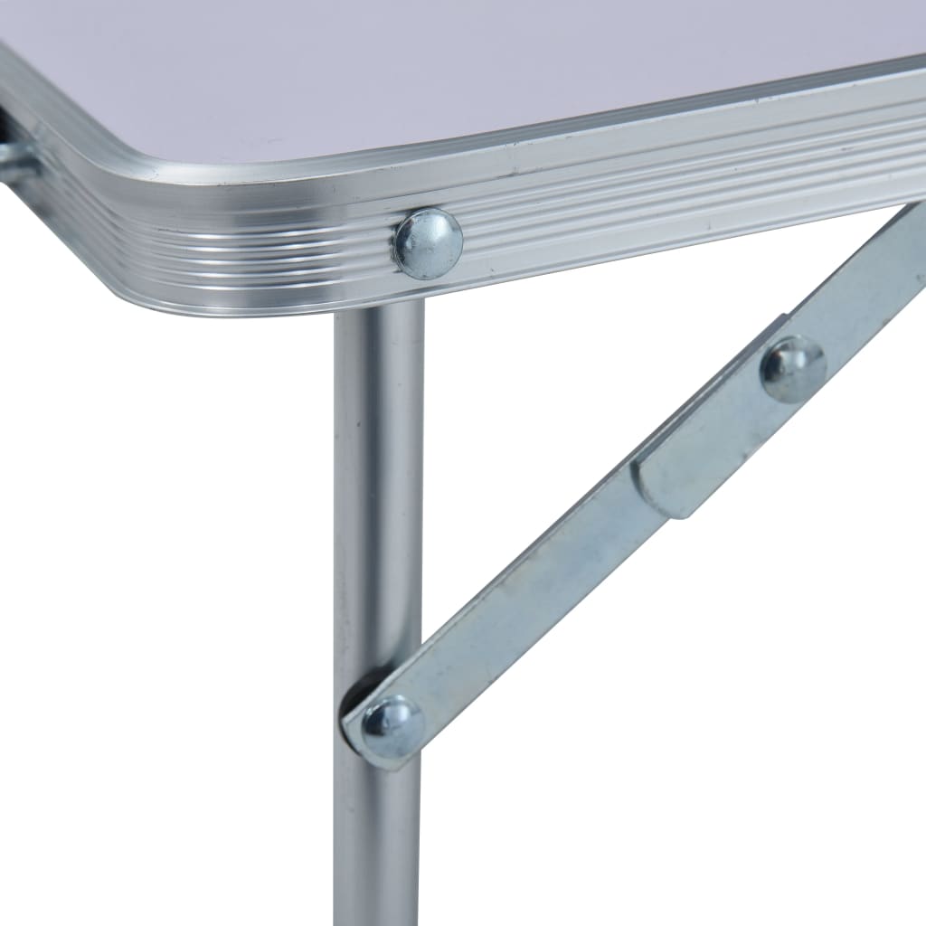 Sammenleggbart campingbord hvit aluminium 60x40 cm