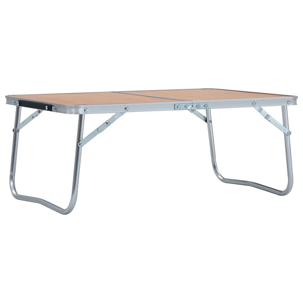Sammenleggbart campingbord brun aluminium 60x40 cm
