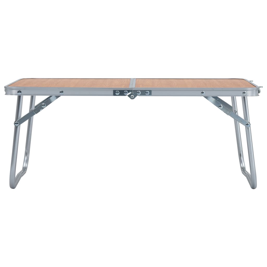 Sammenleggbart campingbord brun aluminium 60x40 cm