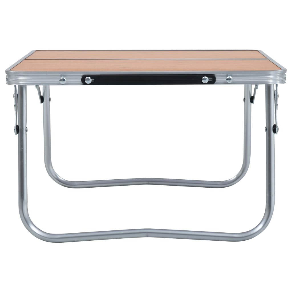 Sammenleggbart campingbord brun aluminium 60x40 cm