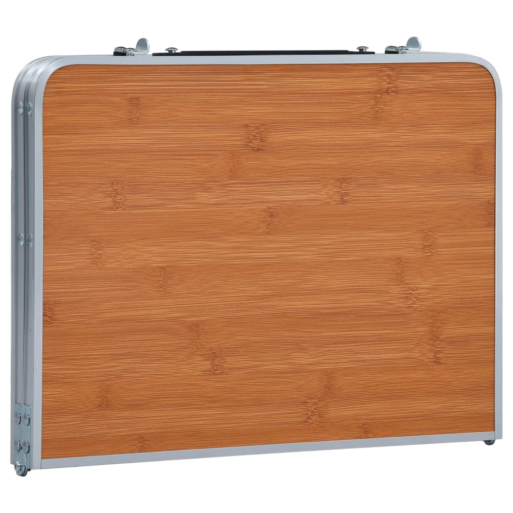 Sammenleggbart campingbord brun aluminium 60x40 cm