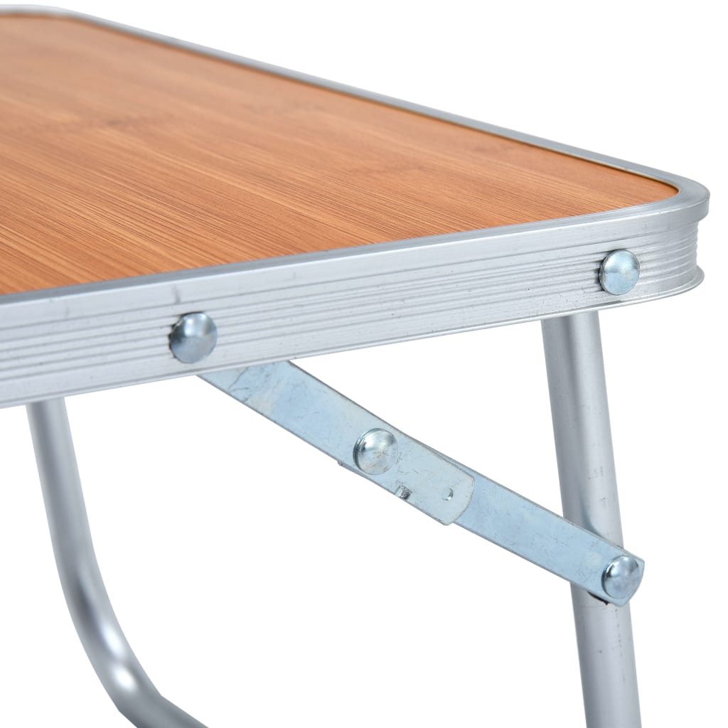 Sammenleggbart campingbord brun aluminium 60x40 cm