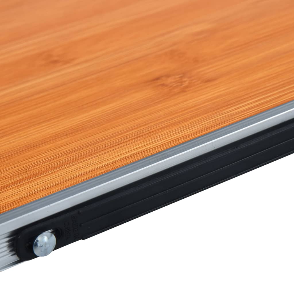 Sammenleggbart campingbord brun aluminium 60x40 cm