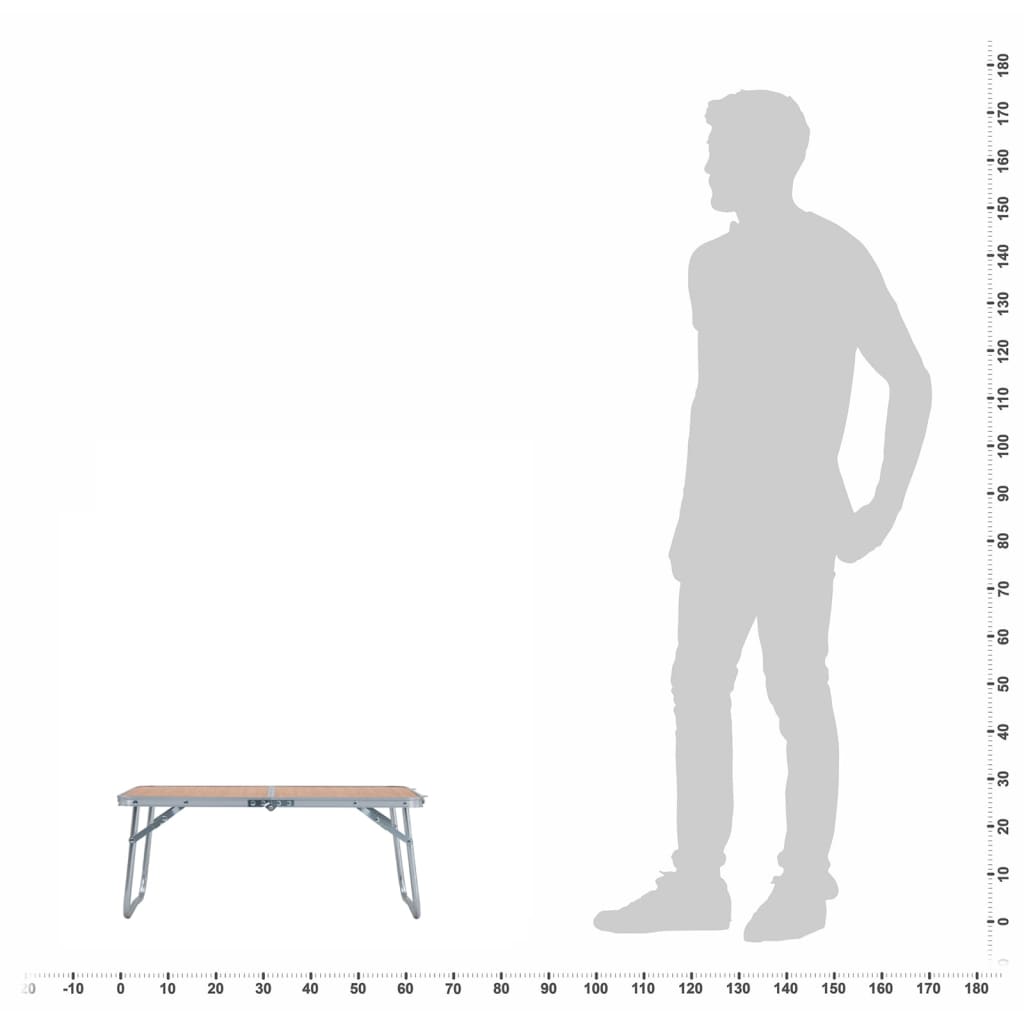 Sammenleggbart campingbord brun aluminium 60x40 cm