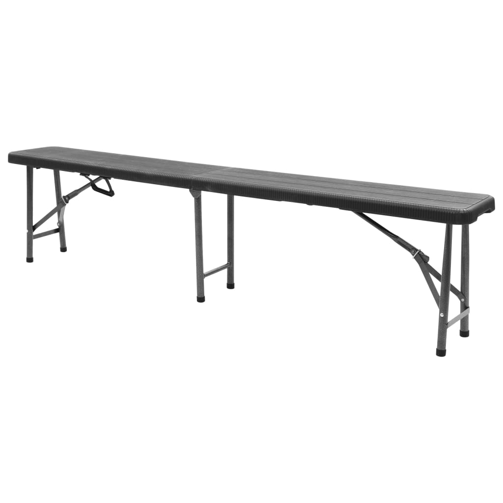 Sammenleggbare hagebenker 2 stk 180 cm HDPE svart