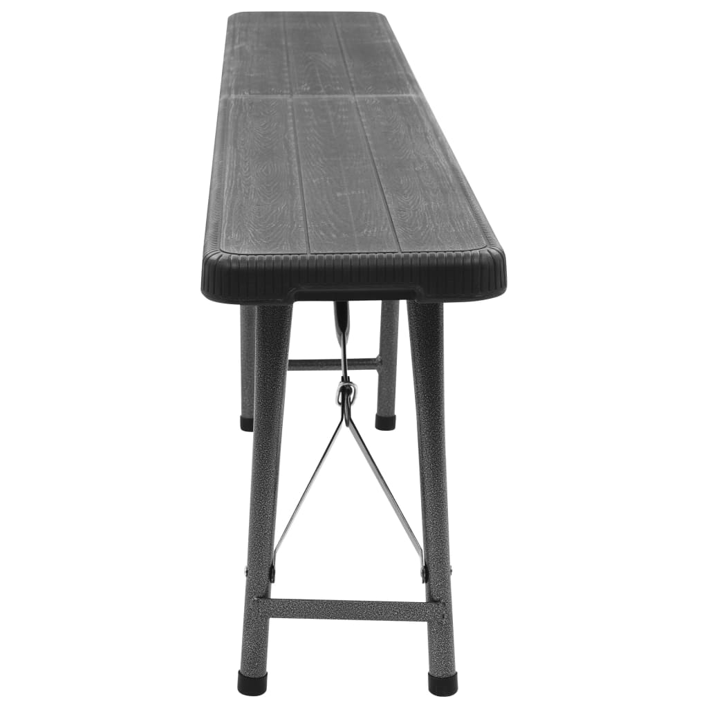 Sammenleggbare hagebenker 2 stk 180 cm HDPE svart