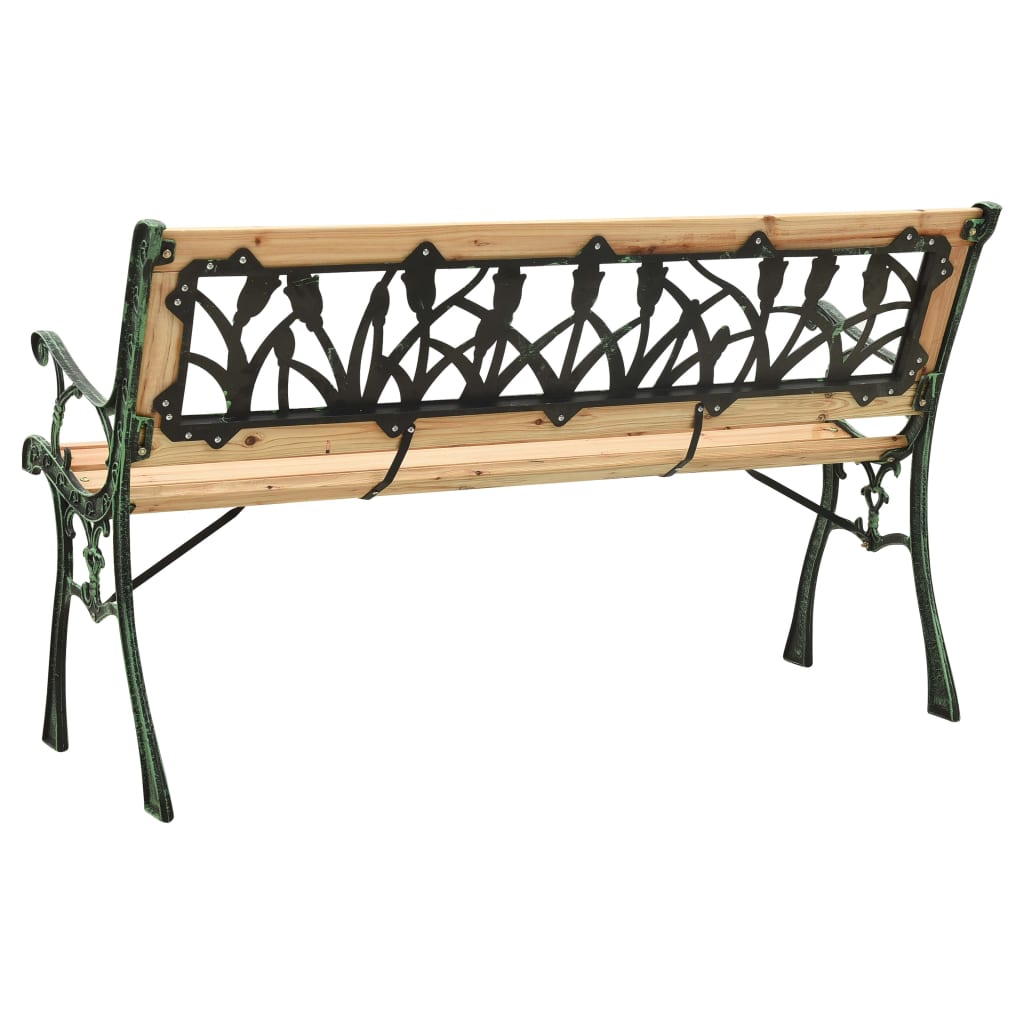 Hagebenk 122 cm støpejern og heltre furu