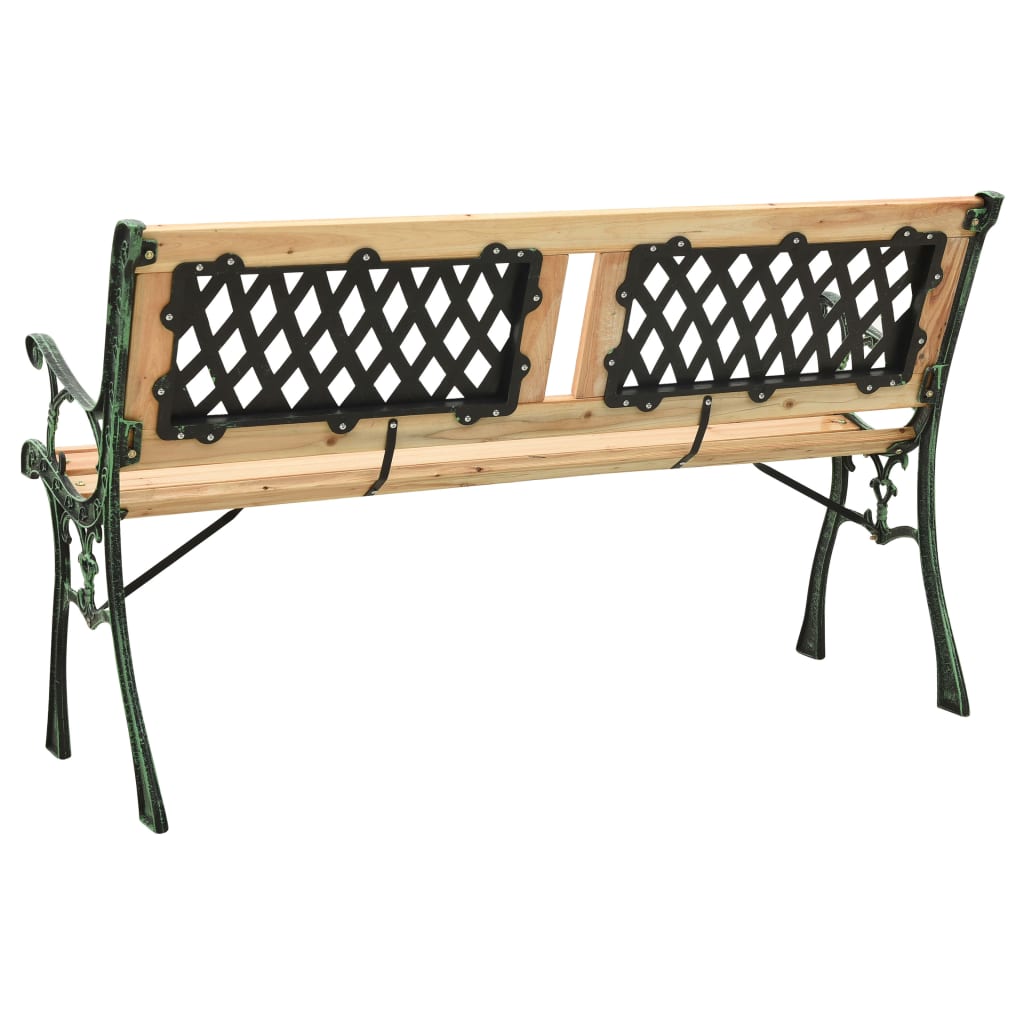 Hagebenk 122 cm støpejern og heltre furu