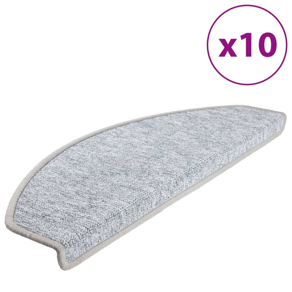 Selvklebende trappematter 10 stk 65x24x4 cm lysegrå