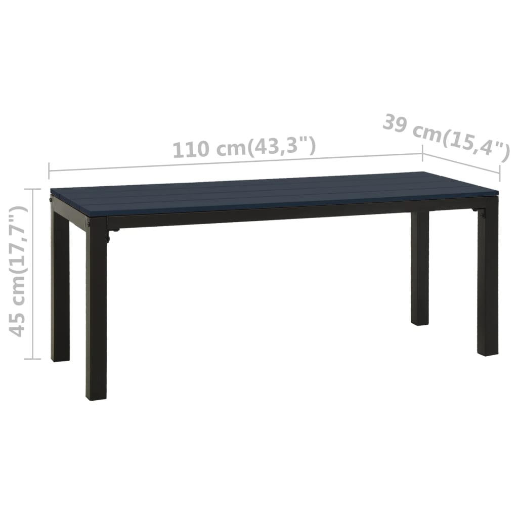 Hagebenk 110 cm stål og WPC svart