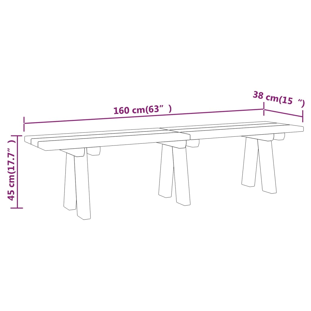 Hagebenk 160 cm impregnert heltre furu