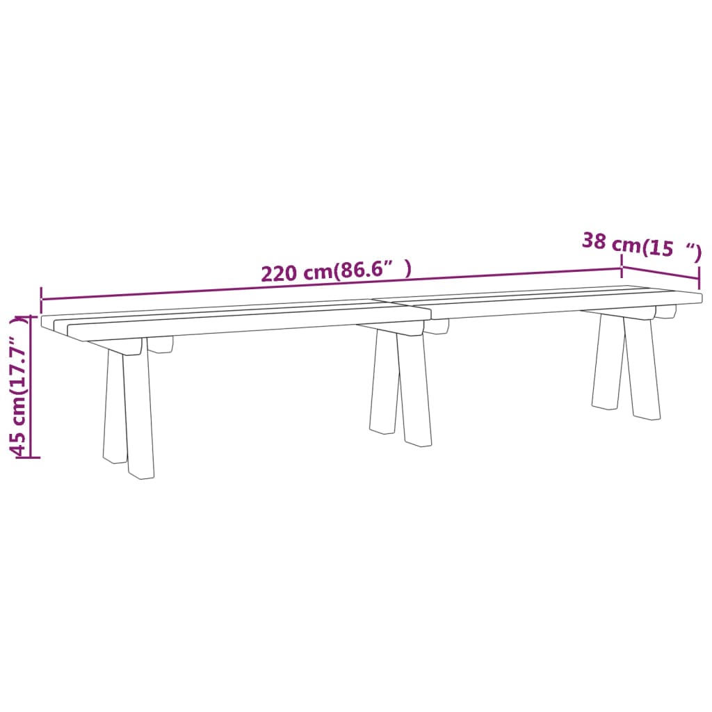 Hagebenk 220 cm impregnert heltre furu