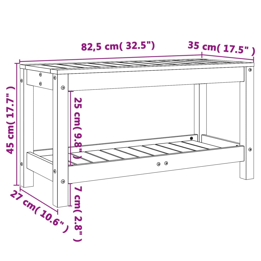 Hagebenk 82,5x35x45 cm heltre furu