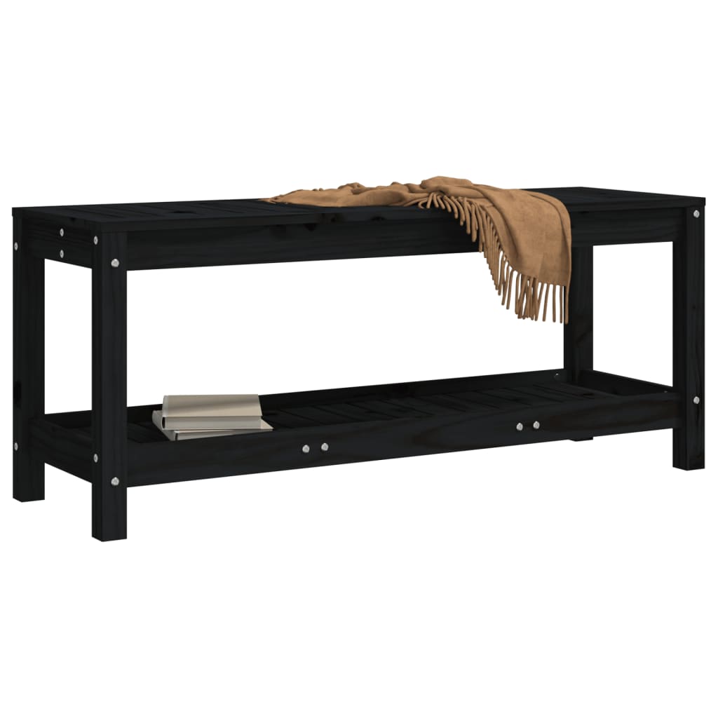 Hagebenk svart 108x35x45 cm heltre furu