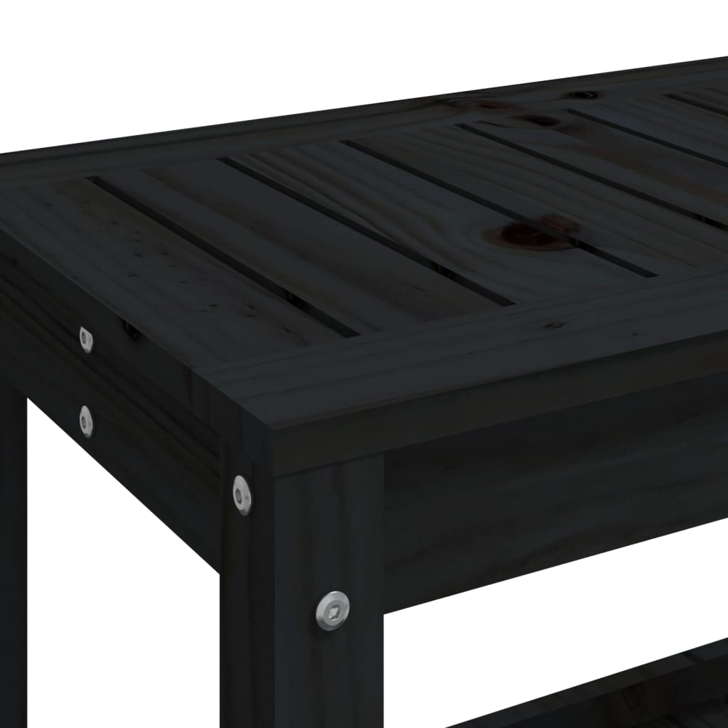 Hagebenk svart 108x35x45 cm heltre furu
