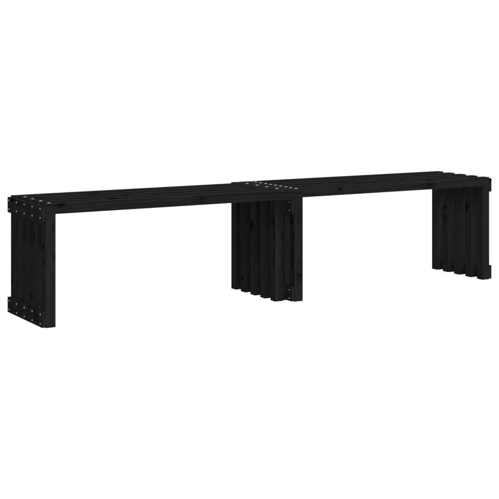 Hagebenk utvidbar svart 212,5x40,5x45 cm heltre furu
