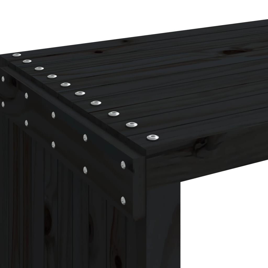 Hagebenk utvidbar svart 212,5x40,5x45 cm heltre furu