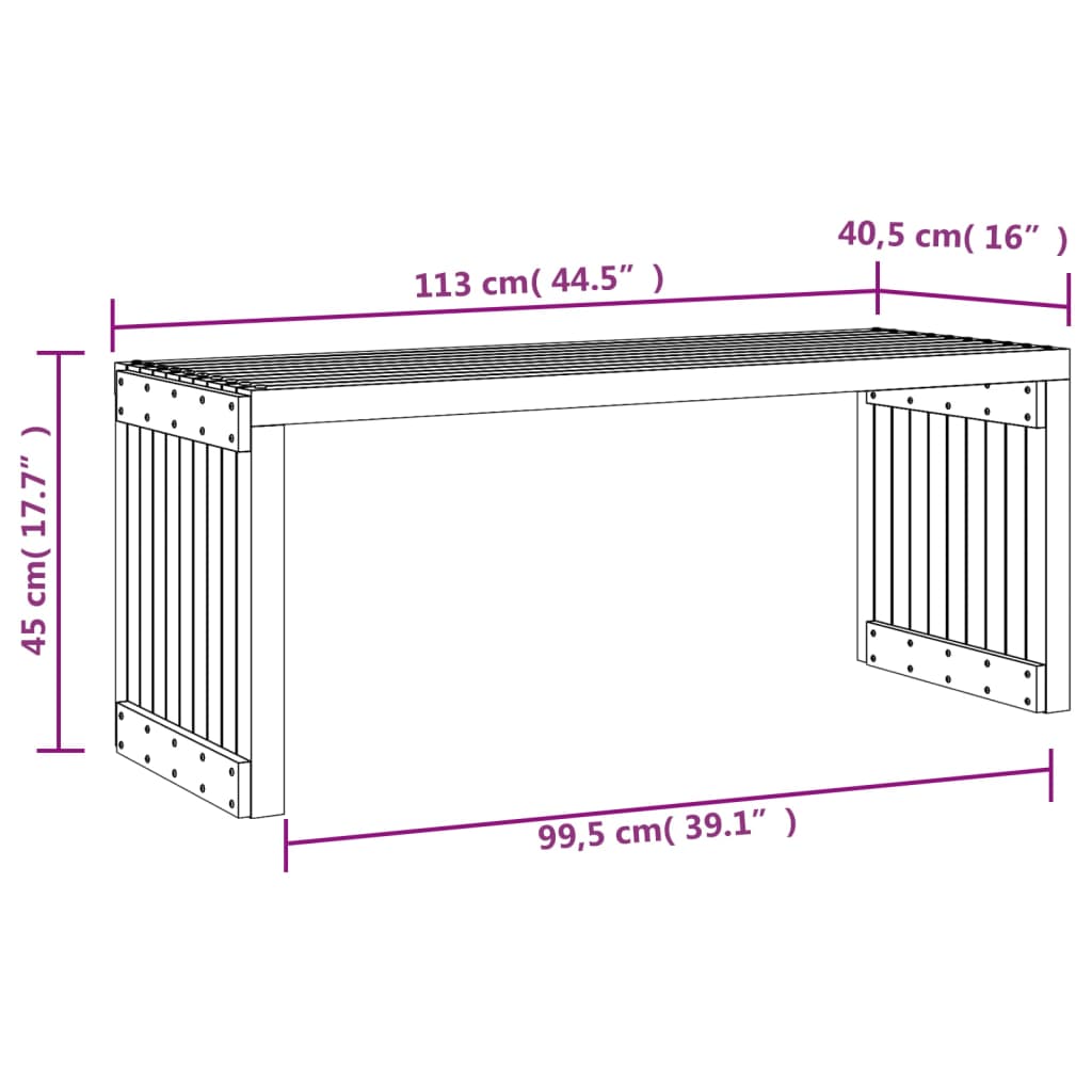 Hagebenk utvidbar svart 212,5x40,5x45 cm heltre furu