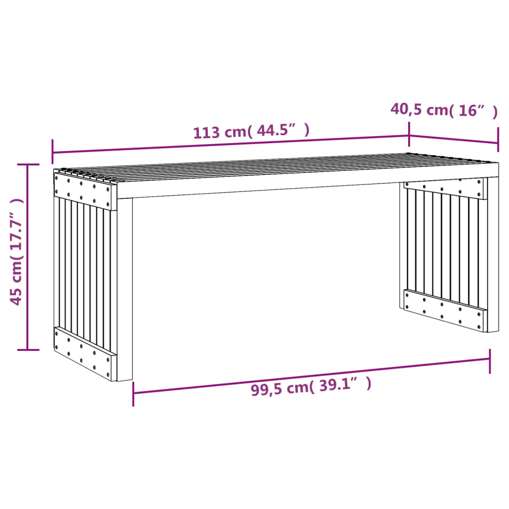 Hagebenk utvidbar 212,5x40,5x45 cm impregnert furu