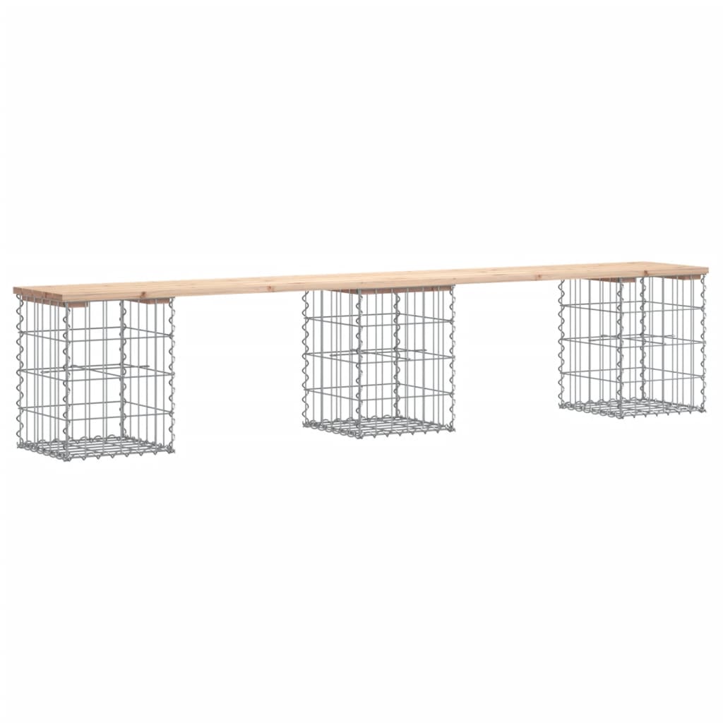 Hagebenk gabiondesign 203x31x42 cm heltre furu