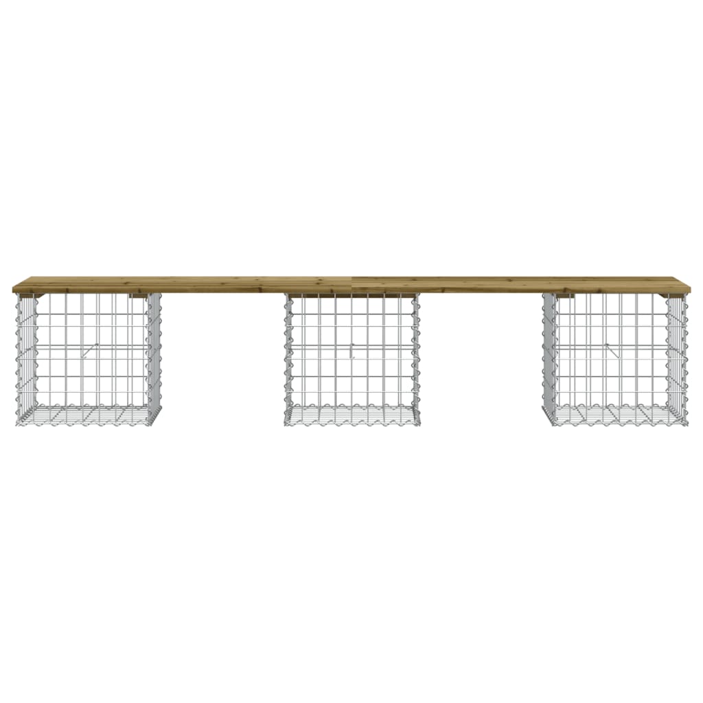 Hagebenk gabiondesign 203x44x42 cm impregnert furu