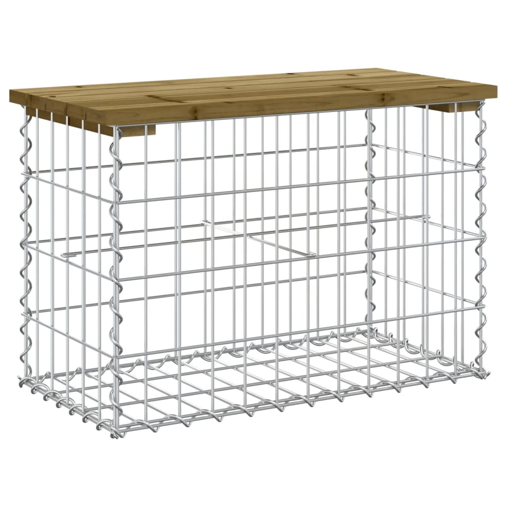 Hagebenk gabiondesign 63x31,5x42 cm impregnert furu